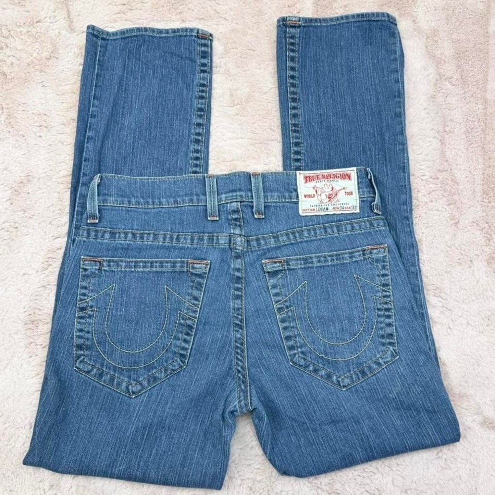 True Religion World Tour Logan Jeans Baggy Straight USA Mens 34x33 Y2K